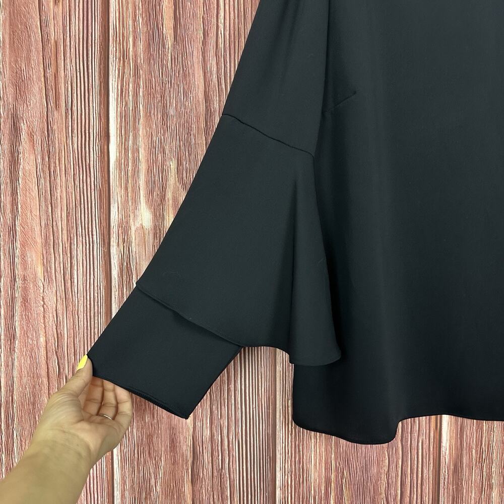 Chicos Black Long Sleeve Blouse Tiered Bell Sleeve Sophisticated Size 3 US 16/18 - Picture 4 of 7
